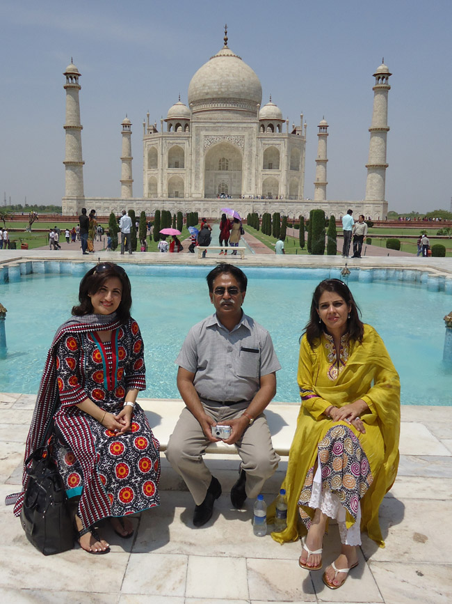 Dr Sajida Naseem, Dr Basharat Ali and Dr Tabinda Ishfaq at historical Taj Mahal Agra India