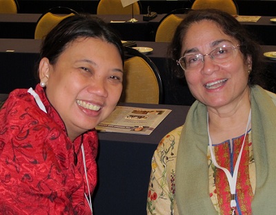 More women friends: Aileen Espina (left) of Philippines (current WP on Women chair) and Sameena Shah from Pakistan.