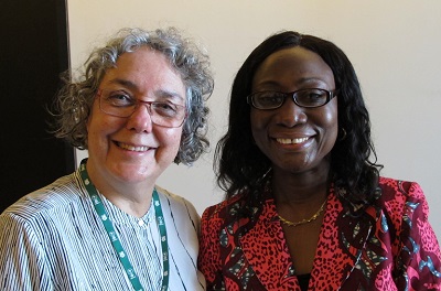 Two chairs of the WP on Women: fellow Australian, Amanda Barnard (left) and Kate Anteyi from Nigeria. 2016