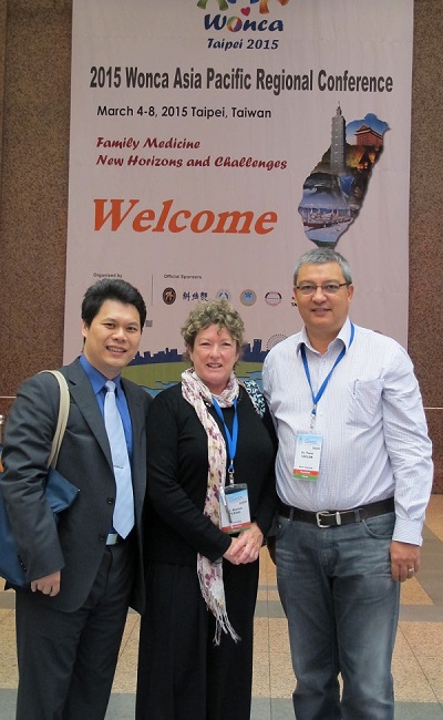 Caught again in front of the camera in Taiwan in 2015; with Brian Chang of Taiwan, (secretary of WONCA Asia Pacific region) and Tane Taylor of NZ, (chair of the WP on Indigenous and Minority Issues).