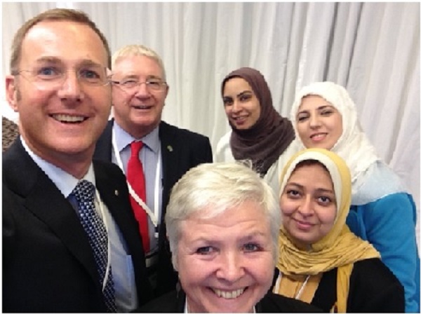 Garth, Amanda Howe and Michael Kidd with Nagwa Nashat ((lower right), then chair of the Al Razi movement and other Al Razi leaders in May 2016