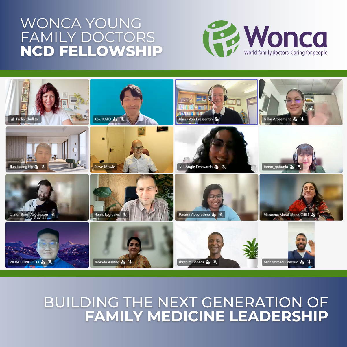 WONCA Young Family Doctors NCD Fellowship cohort orientation group photo