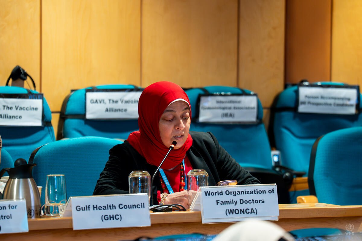 Prof Nagwa Nashat Hegazy delivers WONCA's intervention at RC73