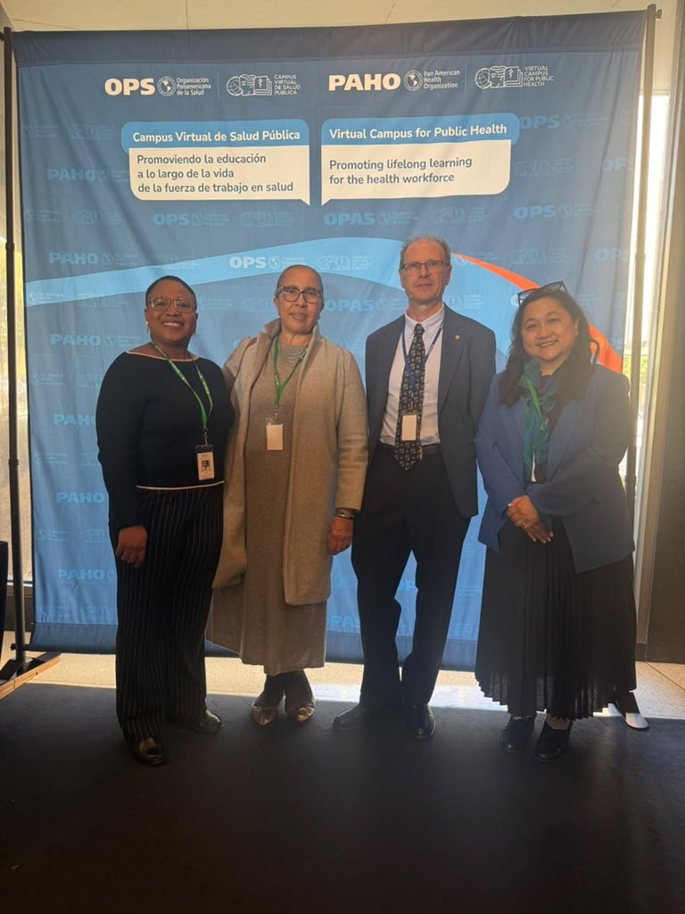 Dr Tania Whitby-Best, Dr Dora Patricia Bernal Ocampo, Gabriel Listovsky and Dr Kim Yu at the PAHO Virtual Campus for Public Health