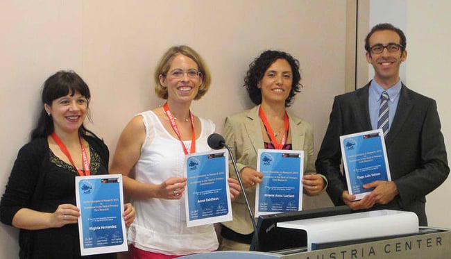 This year’s four champions of the Junior Researcher Award: Virginia Hernandez (UK), Anne Maren Dahlhaus (Germany), Mirene Anna Luciani (Italy) and Tiago Luís Baptista da Cunha Sousa Veloso (Portugal).